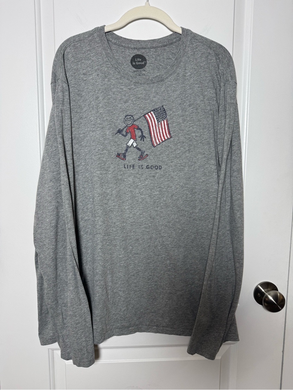 Life Is Good Men’s XL Smooth Tee American Flag Jake Gray Long Sleeve Shirt